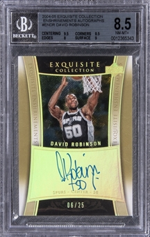 2004-05 UD "Exquisite Collection" Enshrinements Autographs #ENDR David Robinson Signed Card (#06/25) - BGS NM-MT+ 8.5/BGS 10